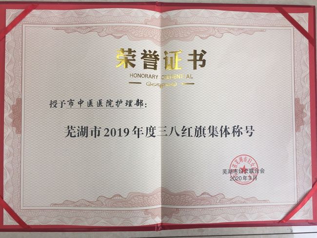 我院護理部和兒科護士長蘆瑩瑩分獲蕪湖市“三八紅旗集體”和“三八紅旗手”榮譽稱號(圖1)